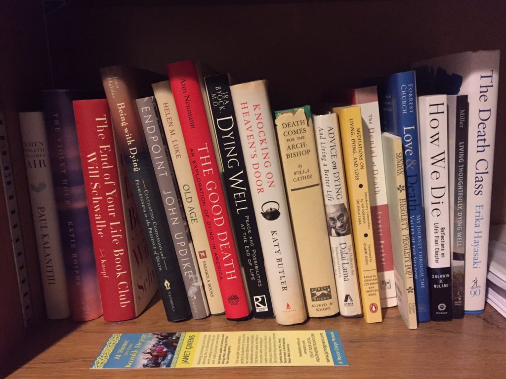 The death and dying books shelf.