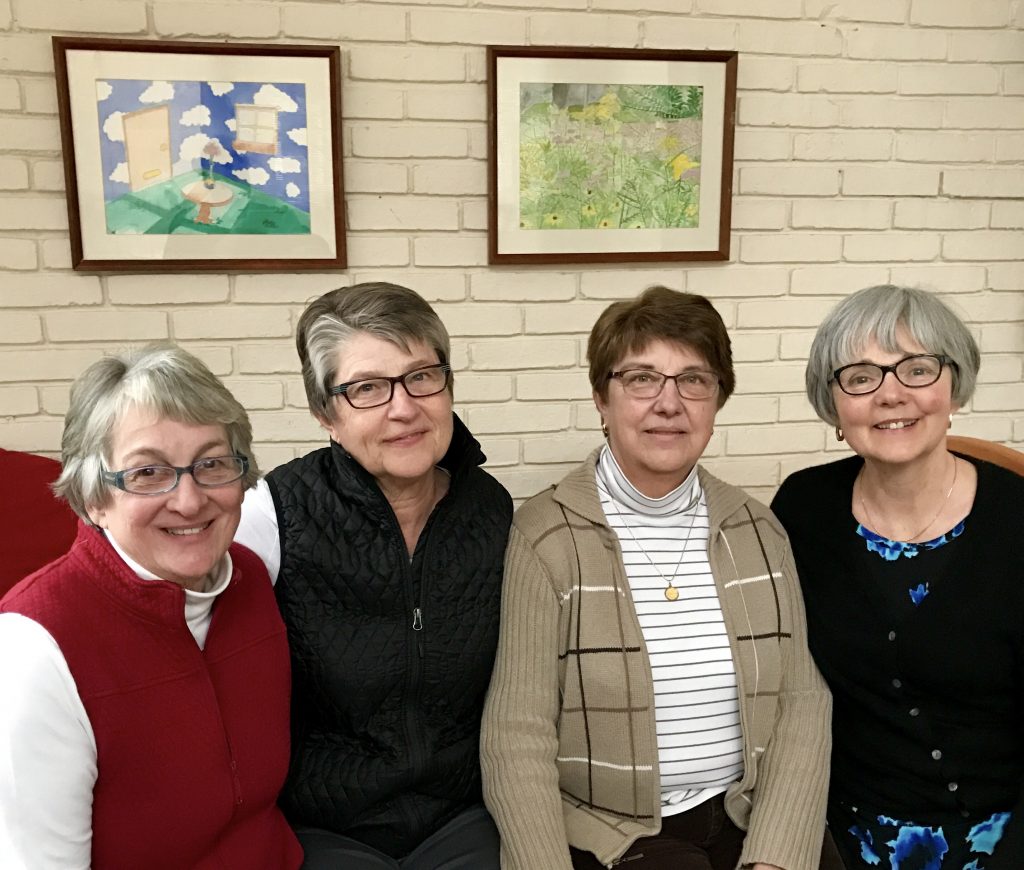 Gloria, Tina, Mary, and me --four friends of 50 years. Our first gathering of 2017.