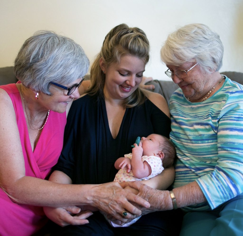 Four generations of Anns: Barbara Ann (r), Shirley Ann (l), Katherine Ann and baby Lydia Ann (center)