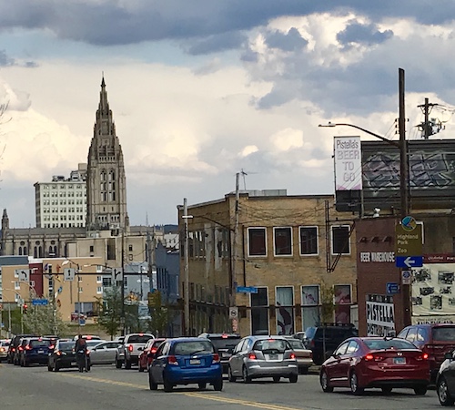 Penn Avenue and Fairmount, looking toward East Liberty Presbyterian Church.