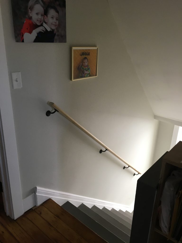 Stairwell between second and third floors. "The Club House" entrance.