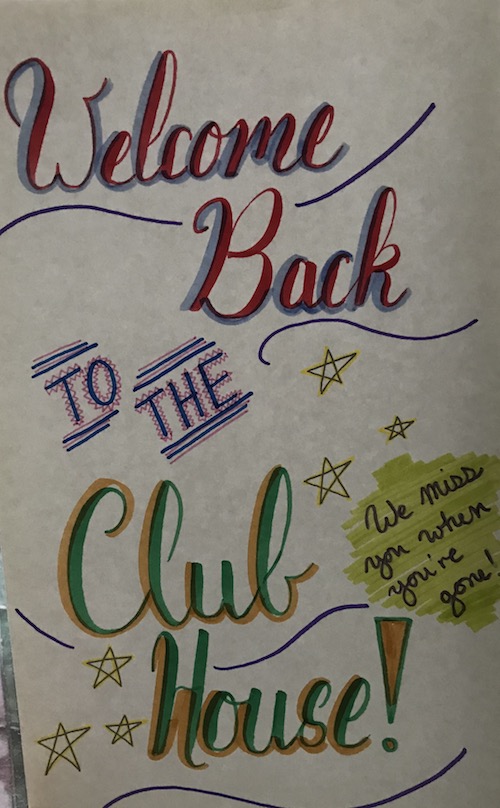 The sign in our window the last time we returned from a trip.