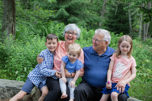 Owen, Lydia, and Julia with their grandparents. June 22, 2019