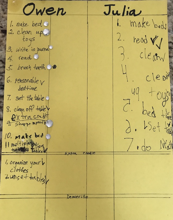 The chore chart.