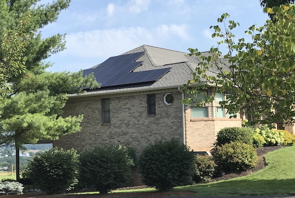 South-facing roof with panels.