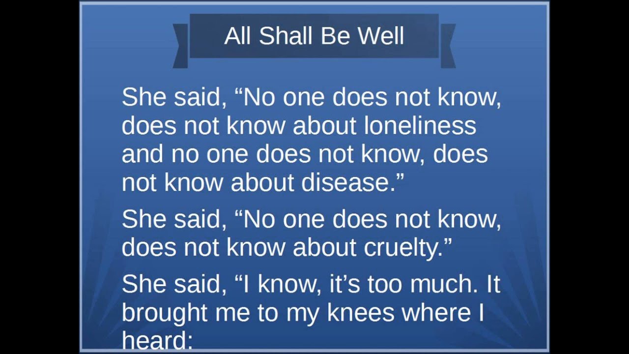 All Will Be Well -- Meg Barnhouse with Lyrics